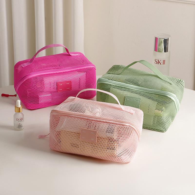 Large Capacity Mesh Cosmetic Bag-Transparent,Multi-Functional Makeup Organizer for Women,Portable Storage Pouch with Zipper