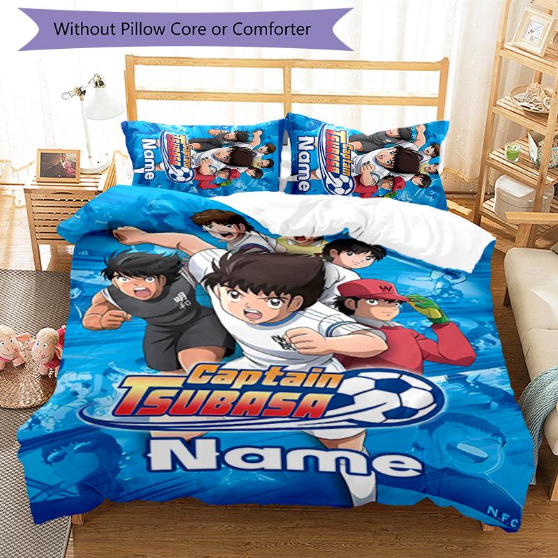 3pcs Custom Name Captain Tsubasa Dream Team Bedding Set Duvet Cover Closure Includes 1 Duvet Cover & 2 Pillowcases for All Seasons Bedroom Decor