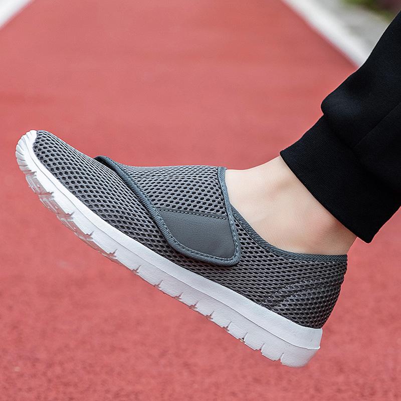 

Мужские удобные слипоны с отведением большого пальца, регулируемые, для деформированных широких стоп, диабетическая обувь, дышащая сетка, повседневная обувь для ходьбы, мужская 39 серый