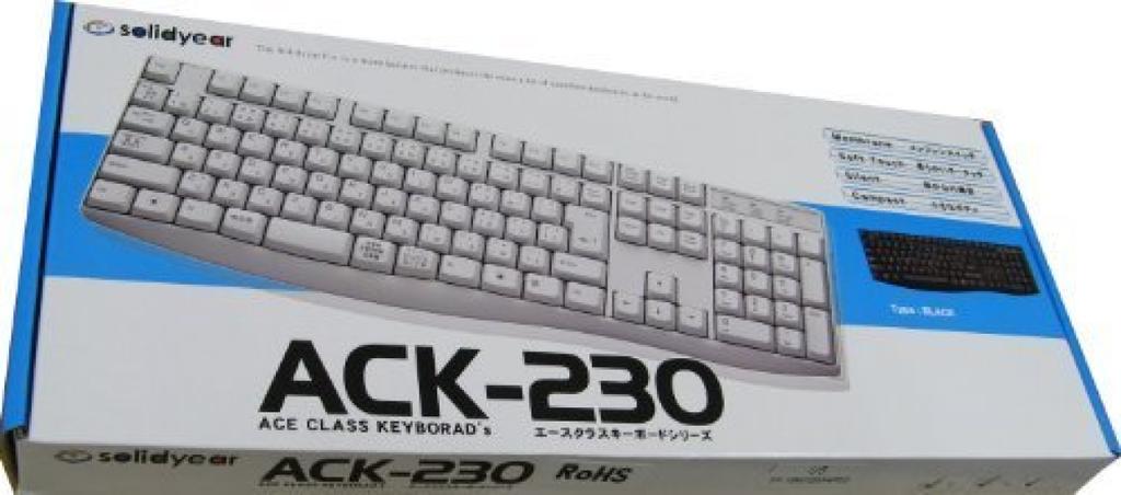 Klávesnice Solidyear English Konektor klávesnice je ACK-230E-BK (Černá) PS/2 - "angličtina". -"PS/2". (Ne USB.)