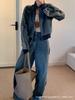 Korean Fashion Denim Suit Women's Spring and Autumn New Casual Sports Loose Short Jacket Wide-leg Pants Two-piece Trendy