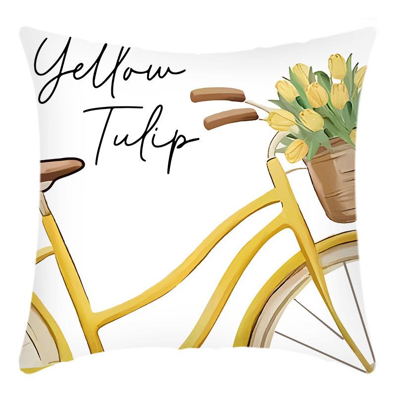 New Yellow Letter Creative Flower Tulip Pillowcase Bedside Sofa Cushion Pillowcase