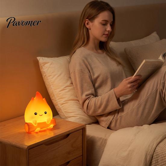 Portable Nursery Light for Sleep Cartoon Fake Campfire Night Light, Cute Warm Glow Bedside Comfortable Eye Protection Lamp Ornament, Cozy And Reading