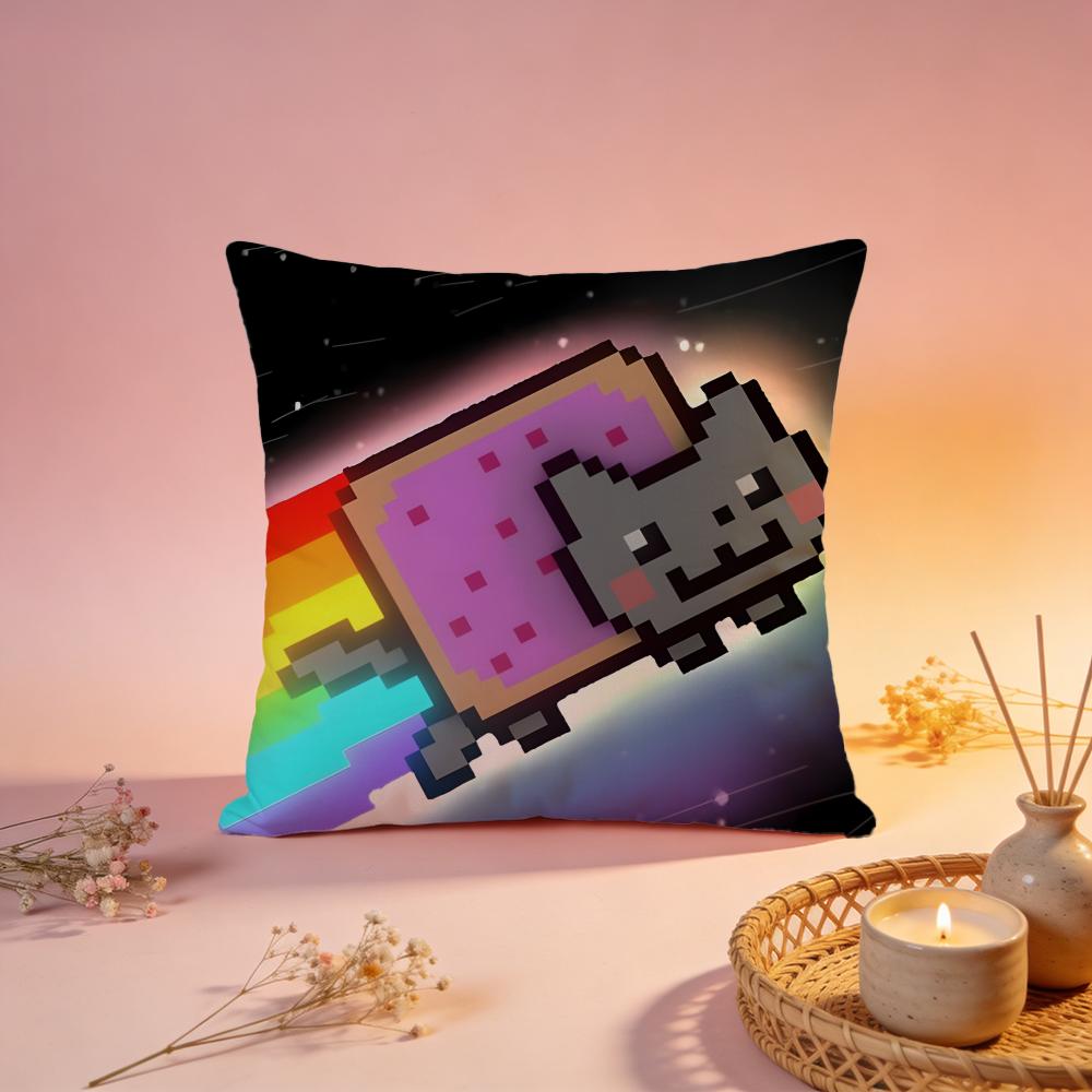 Hot Nnyan Catful Cushion Cover Comfortable Durable Pillow Cover MultiScene for Home Office Car Sofa