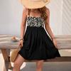 A Summer Sleeveless Casual Halter Dress with Floral Patchwork for Women