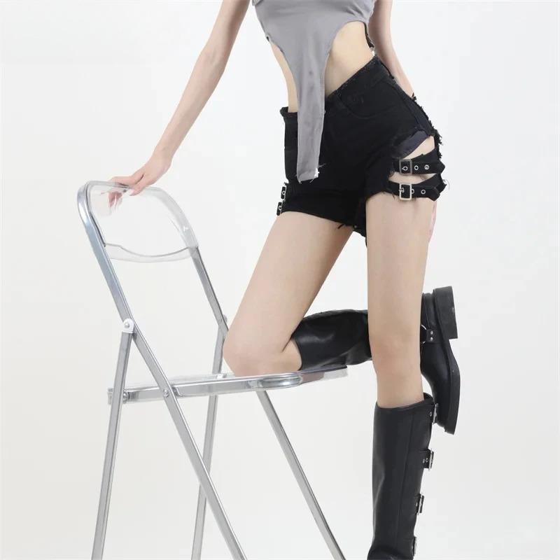 VIONA Sommer Vintage Trend Heißes Mädchen Harajuku High Waist Unregelmäßige Jeansshorts Goth Rock Sexy Damen Shorts Schlankmachend Vielseitig