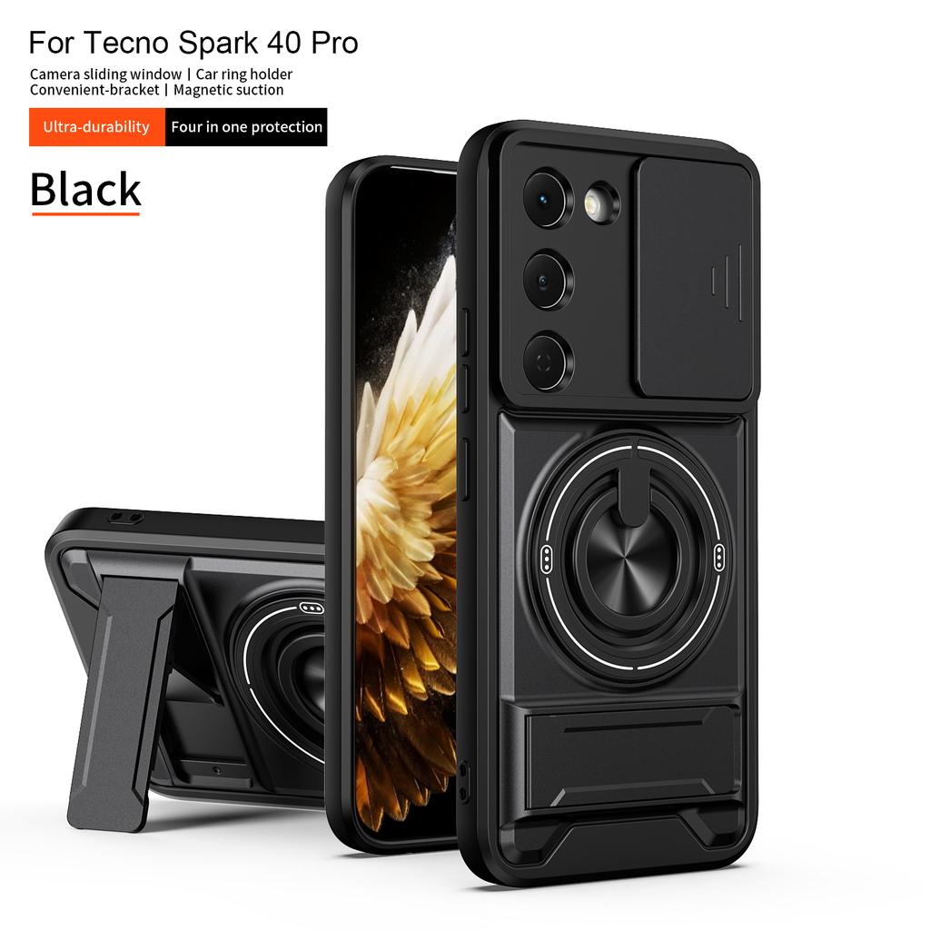 For Tecno Spark 40 Pro Case Tecno Spark 40 Pro + Plus Cover Magsafe Magnetic Fold Holder Military Armor Camera Protection Cover