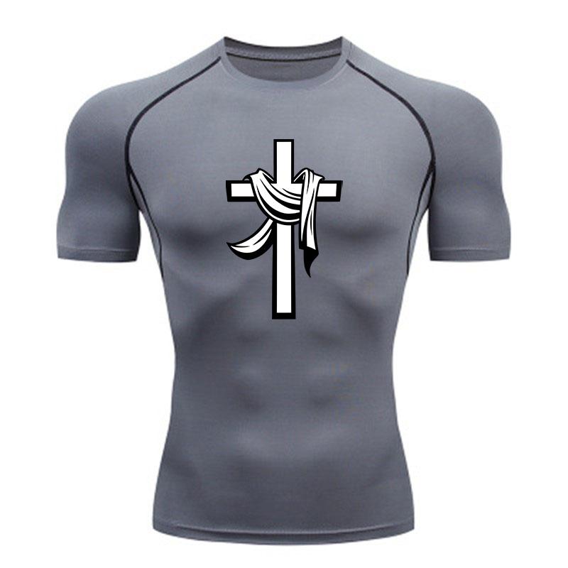 Men's Compression Athletic Workout T-Shirt, Stylish Christia