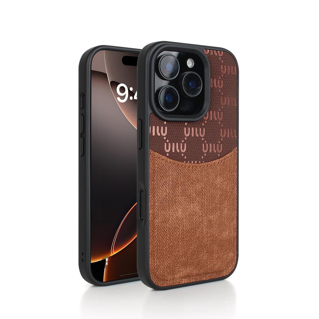 Denim Style Phone Case for Apple iPhone 17 Pro Max - Card Holder Shockproof Denim Fabric Silicone Cover on iPhone