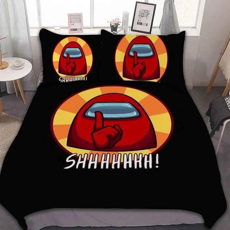 Exquisite 3D Game A-Amongs Us Wallpaper Anime Digital Print Bedding Set Duvet Cover Comforter Bed Youth Kids Girl Boys Gift