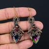 Mystic Topaz Handmade Copper Wire Wrap Jewelry Earring 2.76 H7M58