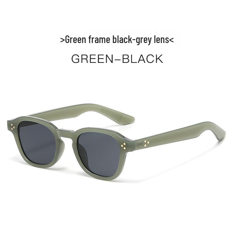Retro Rice Nail Square Frame Sunglasses - Versatile, Fashionable, Anti-Glare, Perfect for Outdoor Travel and Photos.