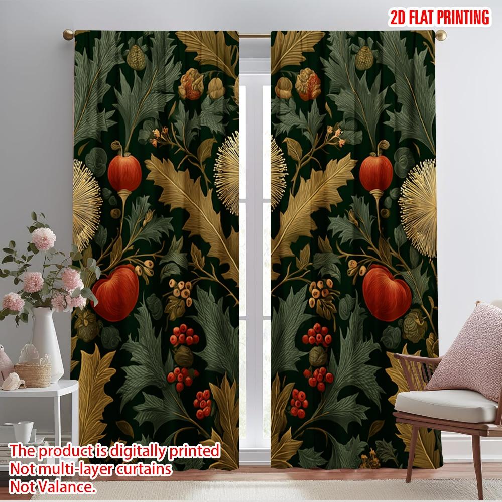 

2pcs,2D plane printing Curtains&Window Treatment Christmas4 Polyester Easy Install (without rod) Room Decor Use for Bedroom, 52.50×116.00 CM 2pcs