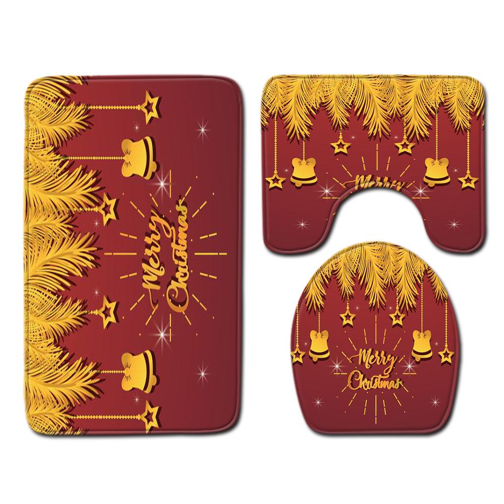 Christmas Bathroom Floor Mat Toilet Three-Piece Set