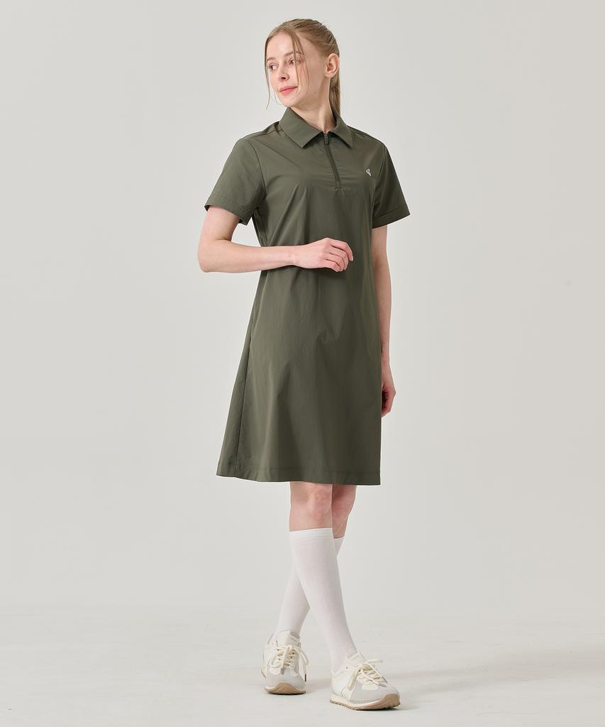 Built Moa Women'S Comfy Half-Zip Collar Dress
