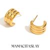 MamacitaSlay Minimalist Three Layers 7.8mm CC Earrings Gold Plated Trendy Women's Stainless Steel Jewelry Beautiful Women