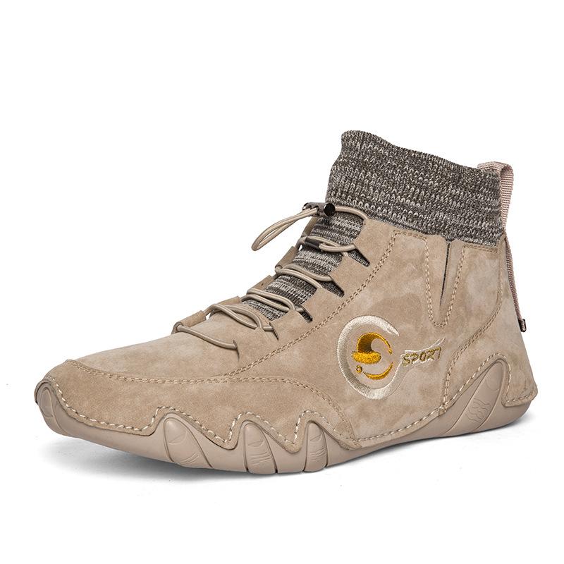 

Autumn new men s casual Korean version of medium and high-top socks octopus beanie shoes round head warm daily Martin boots 44