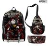 Favored Distinctive Metal Family Anime 3D Design 3pcs/Set Learner Bags Everyday Laptop Everyday Backpack Sling Carry Tote Pencil Pouch