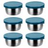 6Pcs Sauce Cups with Easy Open Colorful Lids Leak-Proof 40ml Salad Dressing Containers Stainless Steel Snack Cups