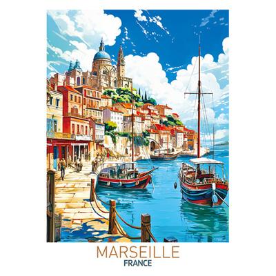 Marseille, France Jigsaw Puzzle Landscape Illustration 500 Pieces, Popular Korean Puzzle