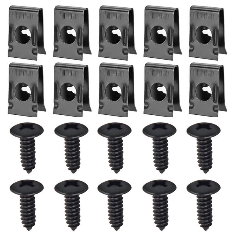 40/20/10PCS Car Motorcycles Metal Screw Tapping Fastener U-Type Clip with Screw Anti-rust Protection Screw Buckle Iron Sheet