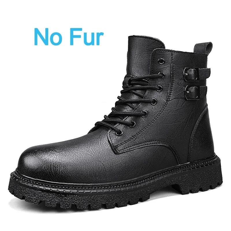Men Outdoor Casual Leather Ankle Boots Large Size Soft Leather Motorcycle Boots Thick Bottom High Top Work Driving Shoes