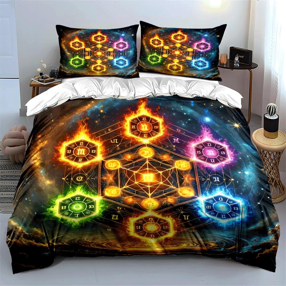 "Elemental Magic Set for Mystics" Exquisite three-piece bedding set gift for kids and adults