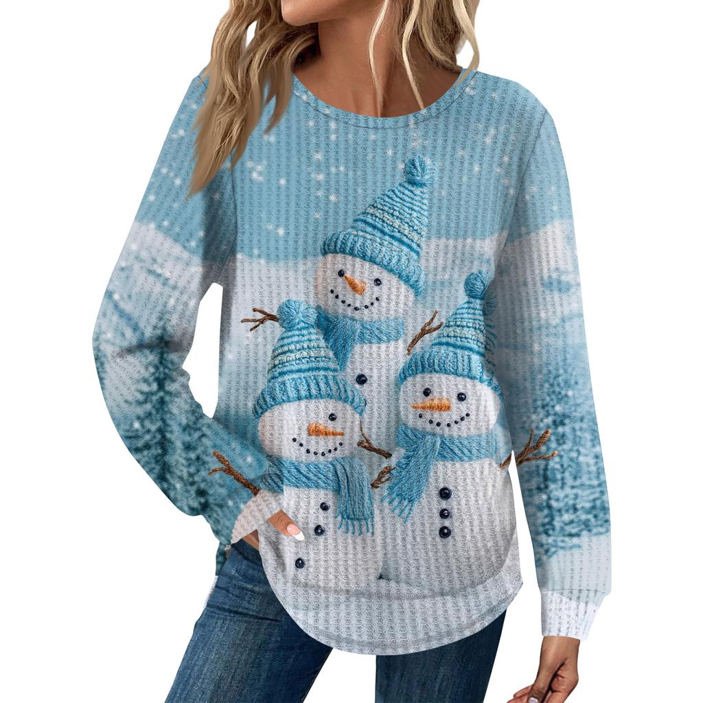 Dámská móda Dlouhý rukáv Vánoční Volný Dlouhý rukáv Kulatý výstřih Ležérní Top