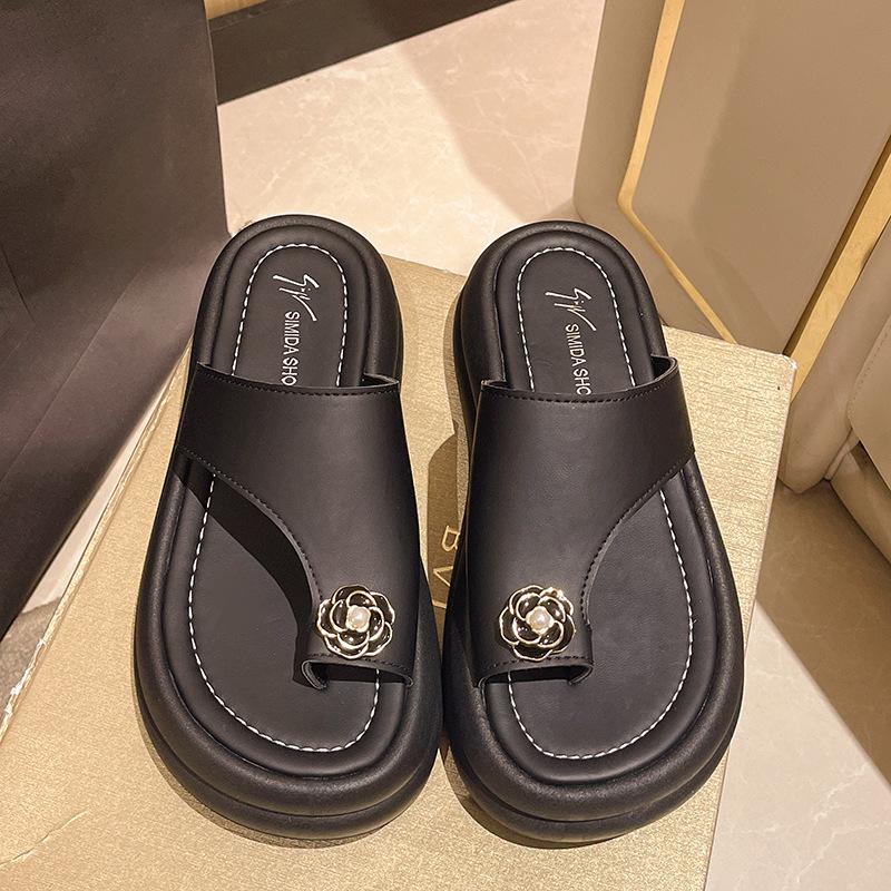 

Модные черные мягкие пляжные сандалии De Mujer 2024, летние французские удобные сандалии на плоской подошве с застежкой-молнией, универсальные тапочки с цветочным принтом на платформе 40 чёрный