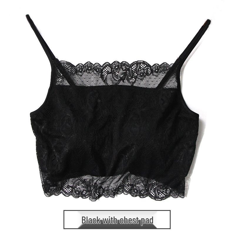 

Шелковый кружевной бюстье-камезоль с нагрудными вкладышами Medium чёрный