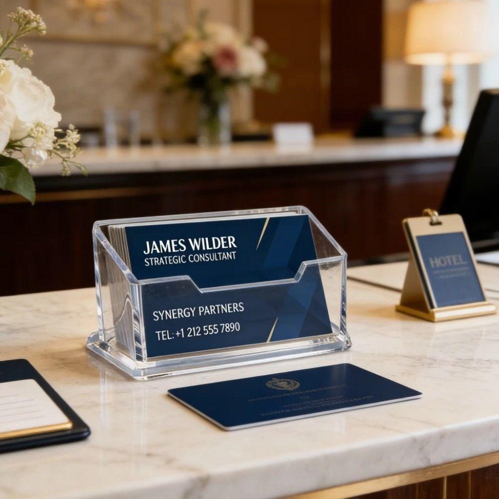 Single Layer Business Card Display Stand Clear Acrylic Visiting Card Organizer  Hotel Desktop