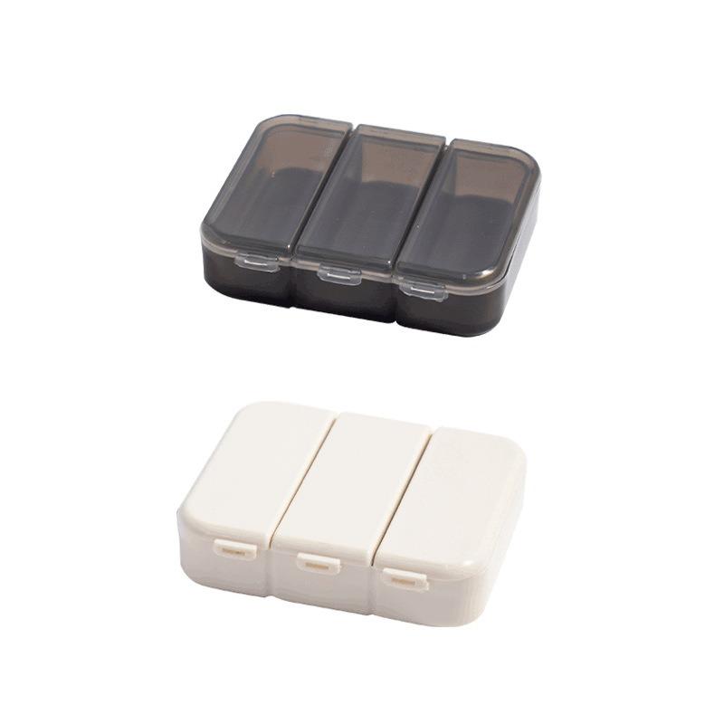 Compact Portable Mini Three-compartment Covered Sealed Light-proof Compartmentalized Pill Storage Box
