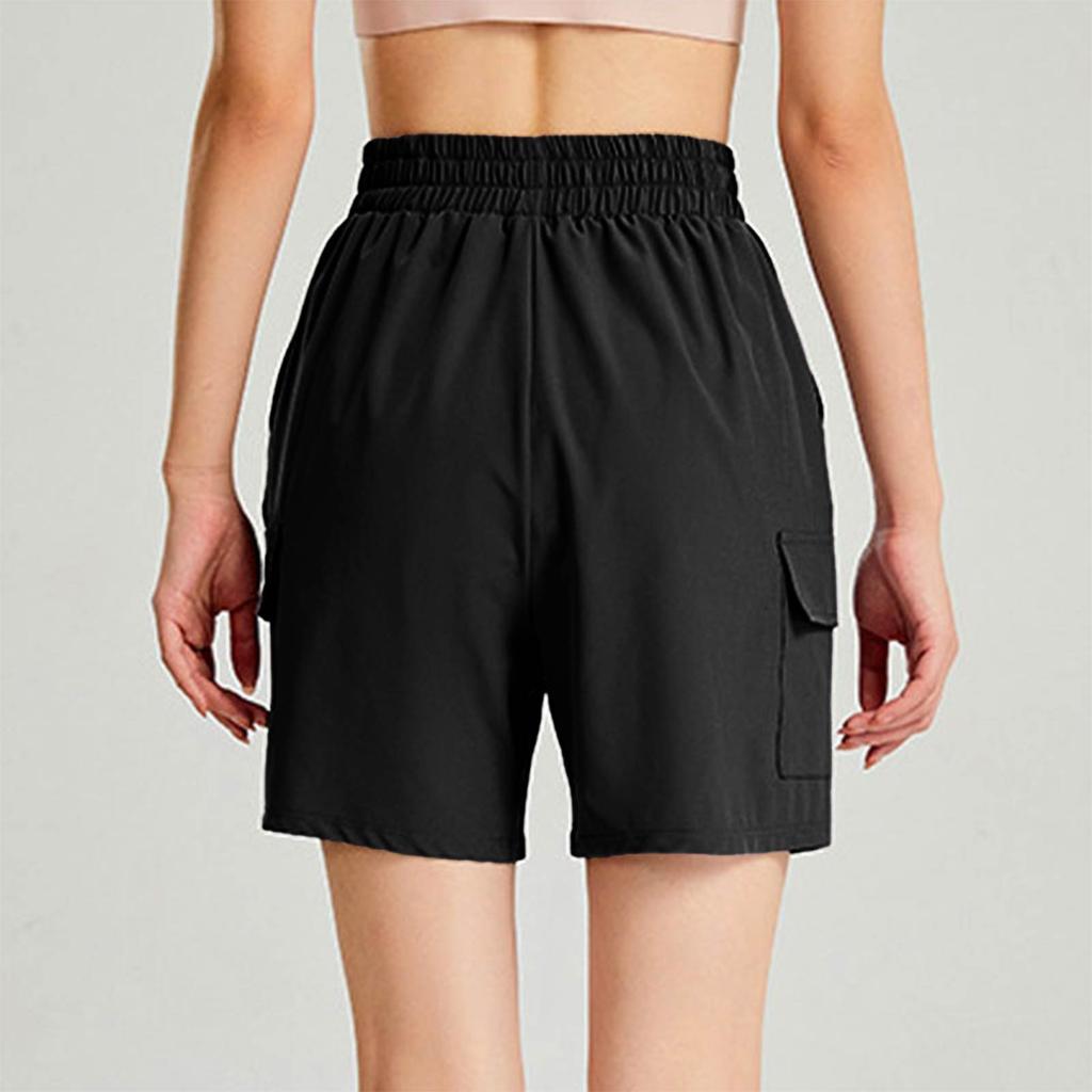 Pantaloni Casual Damă cu Talie Înaltă, Culoare Solidă, Pantaloni de Antrenament, Pantaloni Scurți