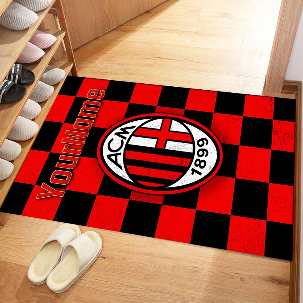 Ac Milan Customize Text Floor Rug Office Rug Perfect for Entryway Outdoor Kitchen Dining Room Anti-slip Rug Anime Office Decor