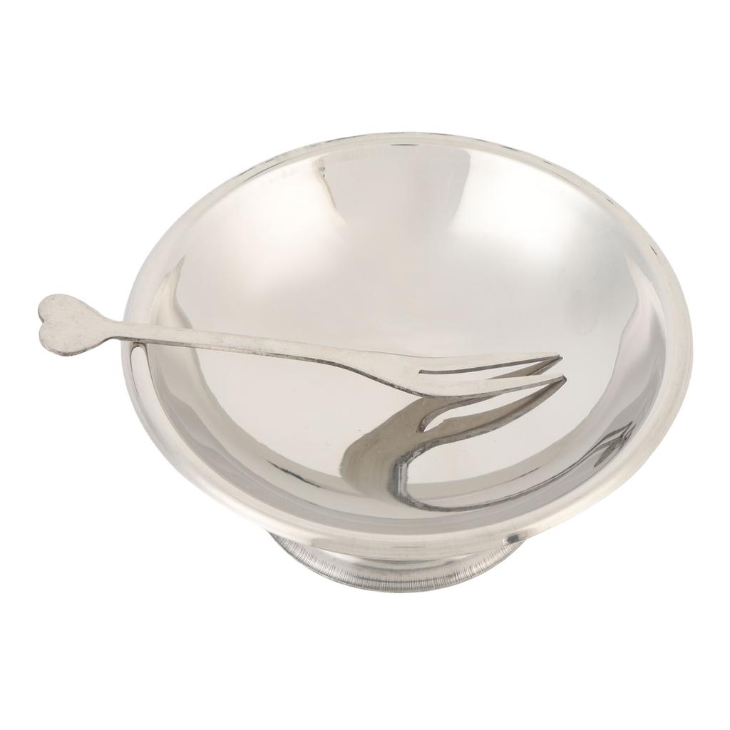 Eisbecher Edelstahl Dessertschale Metall Pudding Salat Servierschalen mit Gabel für Zuhause Küche Kurz Groß 11CM