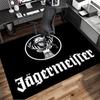 Tappeto Area Stampa Logo Cervo Jagermeister Sfondo Nero Vintage Bar Tappetino Pavimento Rettangolare Antiscivolo Man Cave Stanza dei Giochi Soggiorno Camera da Letto Tappeto Decorazione Casa