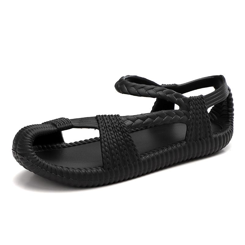Sommer Herren Tasche Kopf Sandalen tragen rutschfest gewebt Strand Douyin Schuhe Live-Übertragung große Größe Lochschuhe vietnamesische Hausschuhe