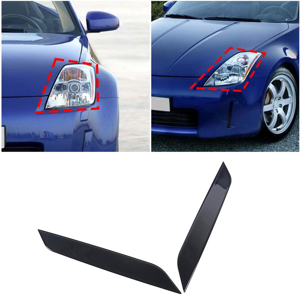 Glossy Piano Black Headlight Eyebrow Eyelid Cover For Nissan 350Z Z33 2003-2006