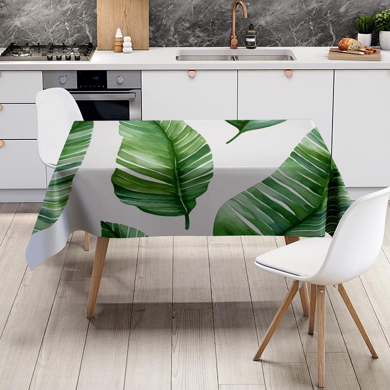Green Leaves Tablecloth Modern Printed Round Placemats for Dining Room Decor Set of 4 with Centerpiece Decoration Accessories Pe