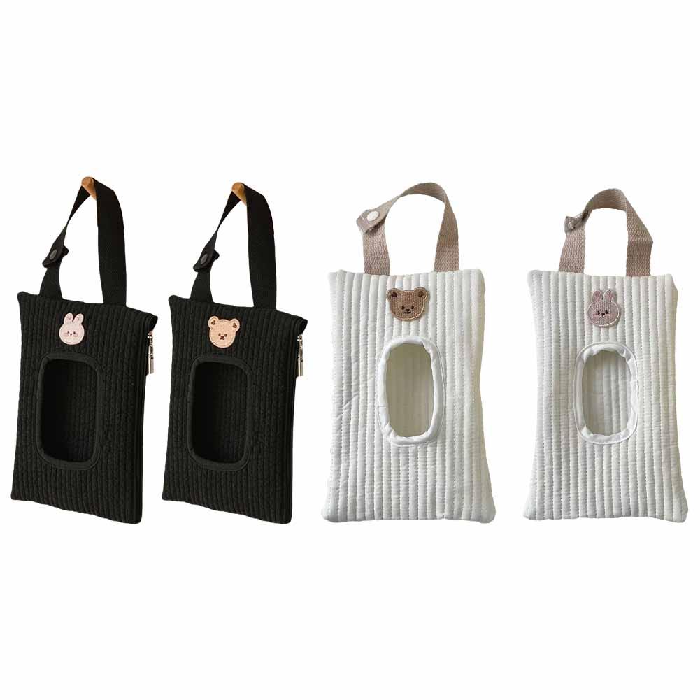 Cartoon Animal Flip Cover Tissue Box Wet Wipes Case Car Hanging Bag Paper Holder Storage Removable Napkin Storage Hanging Box