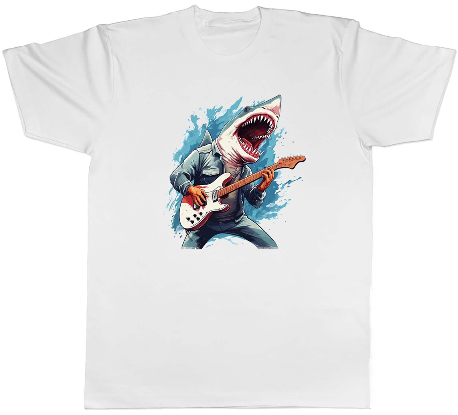 Shark Rockstar Mens T-Shirt Electric Guitar Player Guitarist Tee Gift XXXL