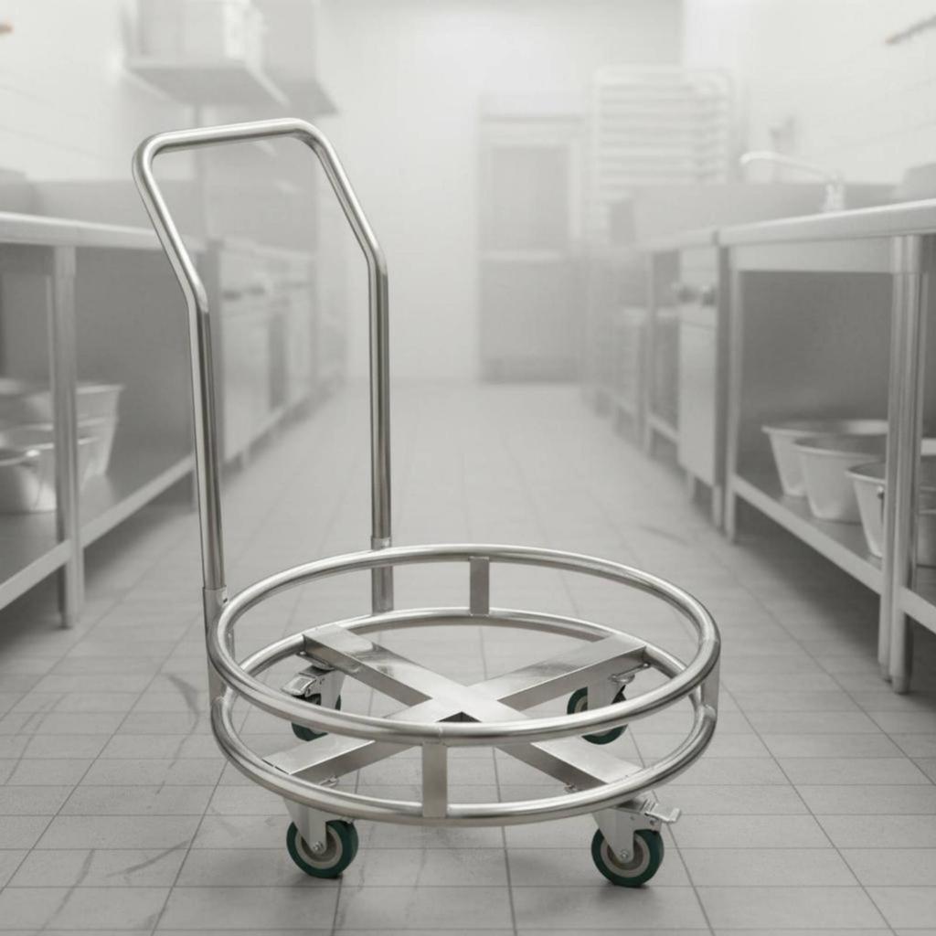 Stainless Steel Soup Bucket Cart Wheeled Insulated Trolley Food Service