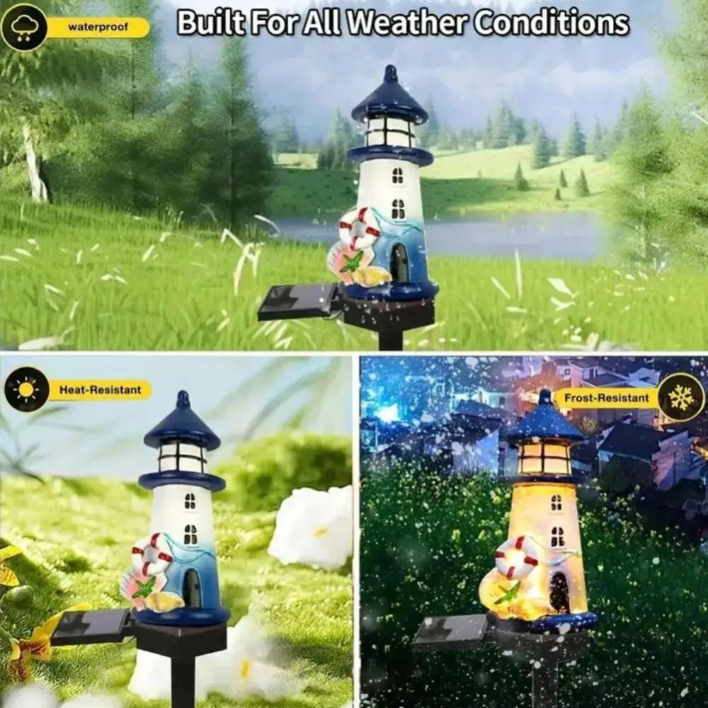 Waterproof Garden Light Resin Material Outdoor Decor Solar Lighthouse  Garden Use