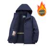 Men's Detachable Hat, Winter Cotton Coat, Thick Cotton Jacket with Plush Insulation, Warm Cotton Coat, and Cold Resistant Men's Jacket