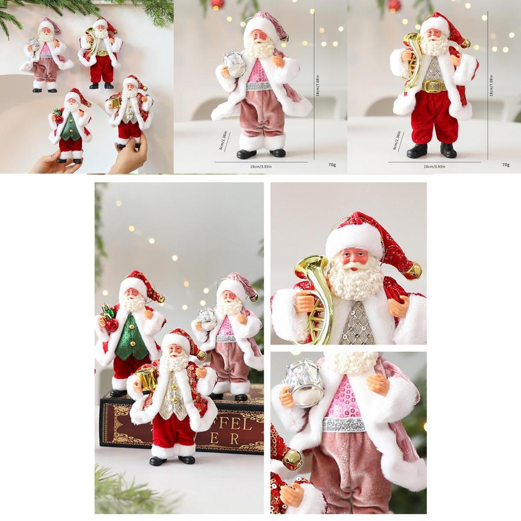 Cute Santa Claus Ornament With Musical Instruments Christmas Decoration Props For Holiday Decor And Window Display