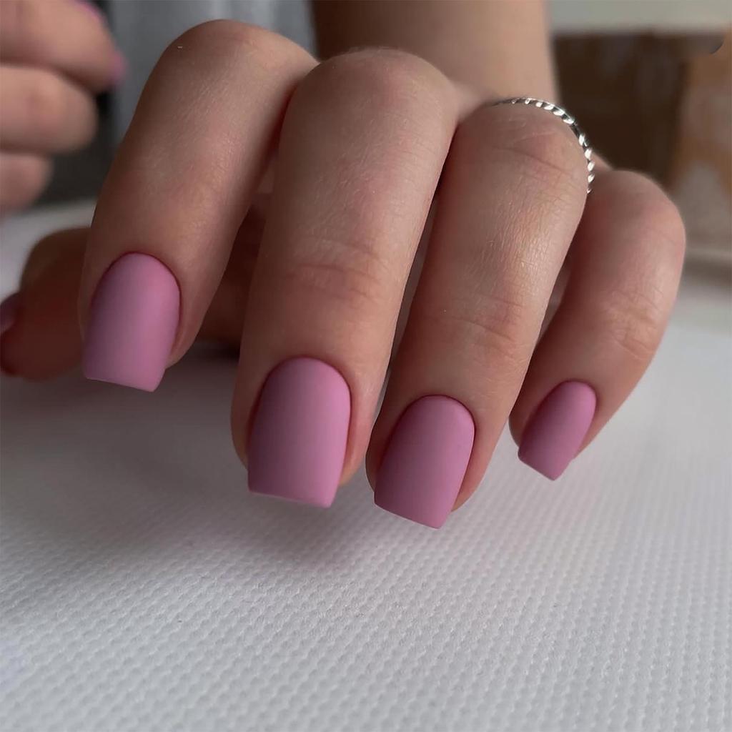 Frosted Removable Wearable Square Manicure Nail Tips Stickers in Solid Colors