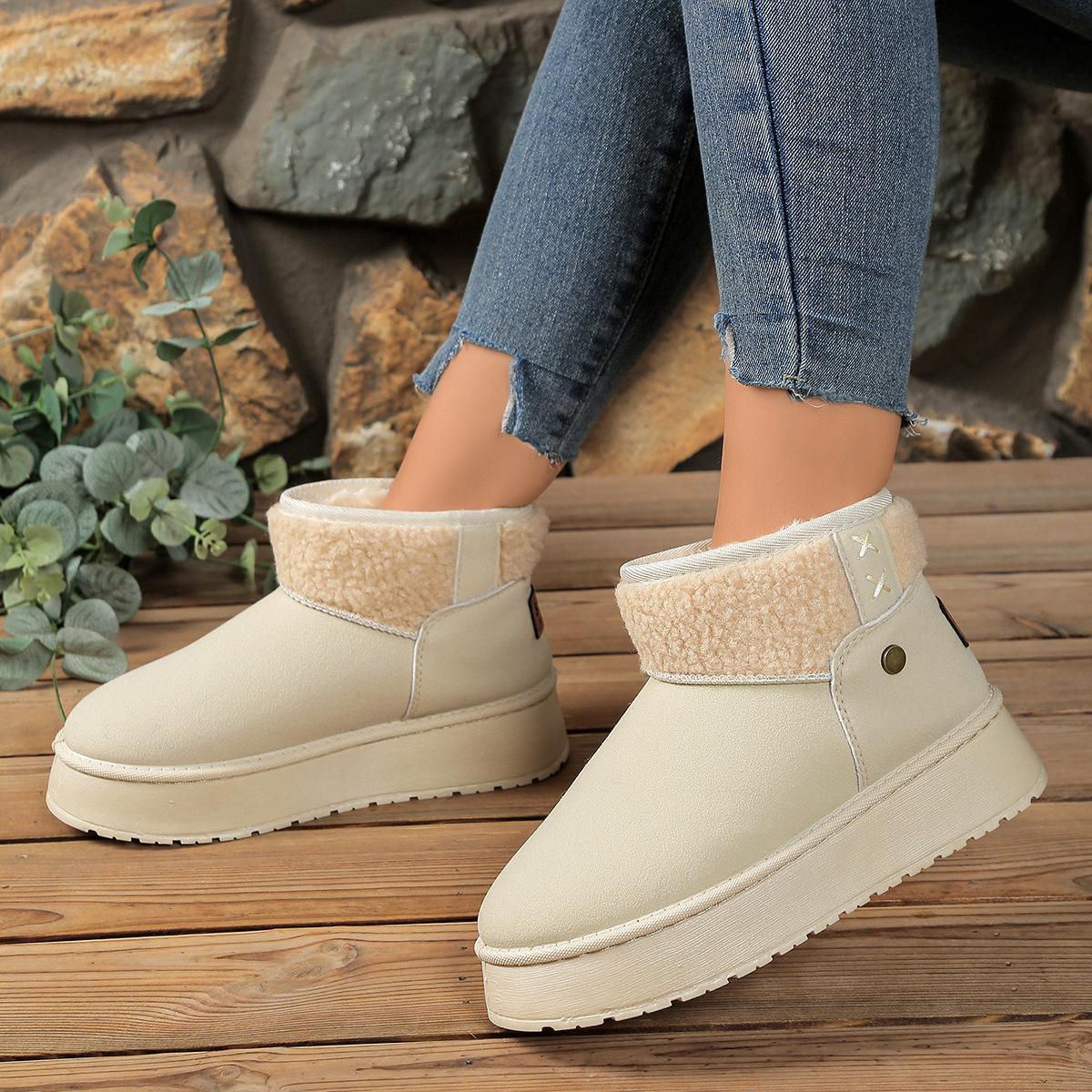 

Women s Retro Platform Snow Boots, Plush Lined Winter Ankle Booties, Vintage Inspired Warm Combat Boots for Women 42