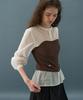 Deuloupisumeon Sheer Shirred Bustier Blouse [Brown]