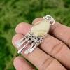 Daughters Day Sale 925 Silver Aragonite Stone Engagement Bezel Pendant Jewelry