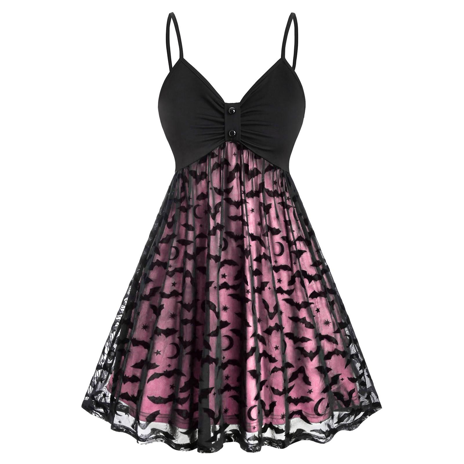 

(Отличный дом)Женское винтажное готическое сексуальное сетчатое вечернее платье без рукавов XXXL розовый